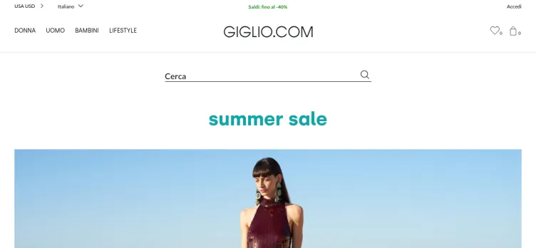 Screenshot Giglio.com Online Fashion Store